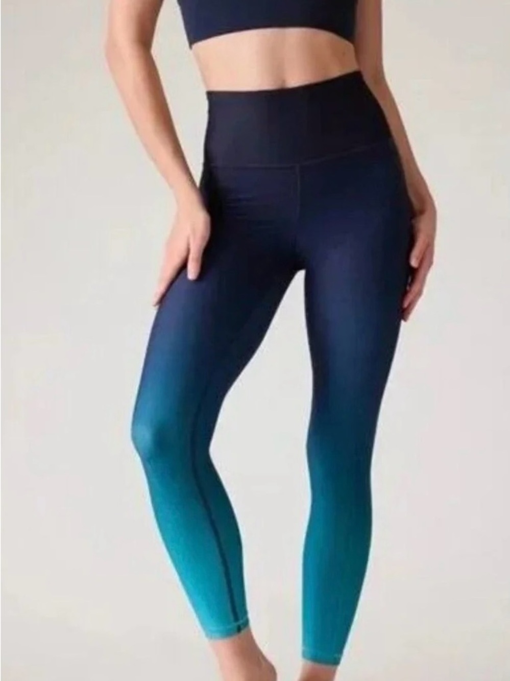 Athleta Navy to Teal Ombre Elation High-Rise Leggings Medium